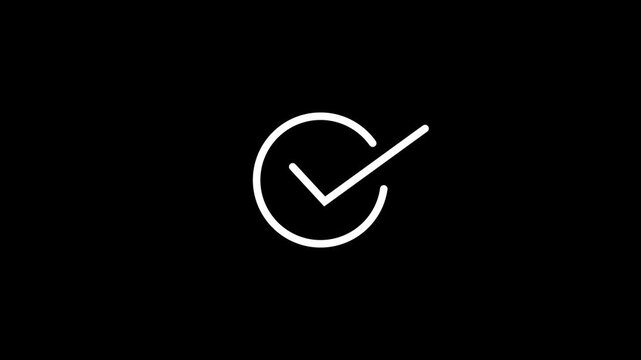 Chick mark animation on circle. tick mark symbol ok button animated on a transparent background,with video animation.