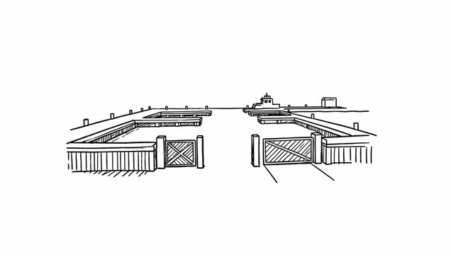 Open Fence Gate Line Drawing.