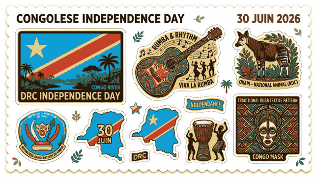 Congolese independence day sticker collection