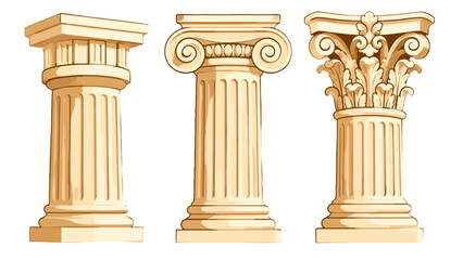 Naklejka premium Cartoon illustration of three ancient classical stone columns