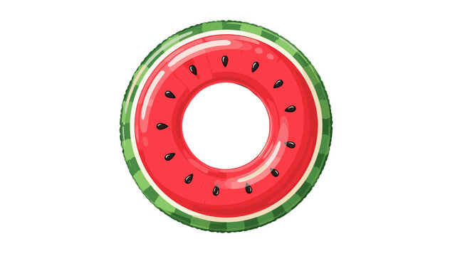 Watermelon inflatable swim ring top view isolated illustration