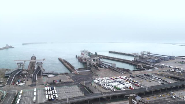 Port of Dover Ferry Terminal Aerial 4K