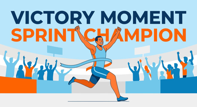 Victory Moment Sprint Champion Celebration Of Achievement