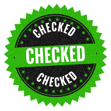 Green checked stamp with checked text