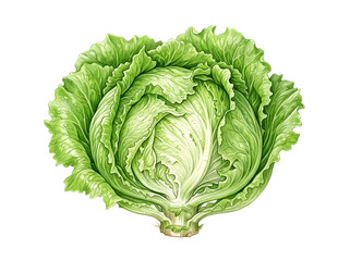 Obraz premium A crisp head of green lettuce with leaves isolated on transparent background