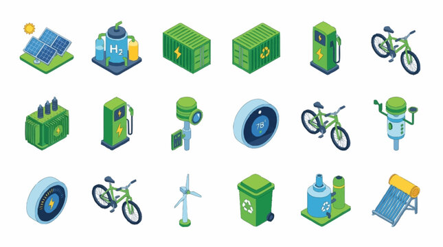 Colorful Eco Friendly Icons for Sustainability and Green Living.