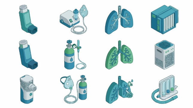 Medical Equipment and Respiratory Devices Flat Design.