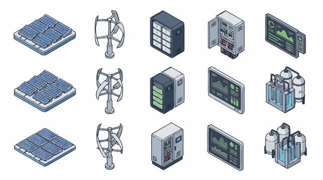 Isometric Technology and Data Center Icons Collection.