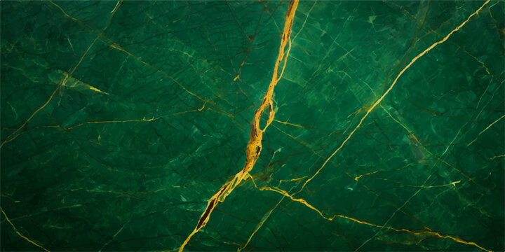 Green marble stone texture background with elegant golden veins abstract surface design