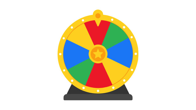 Colorful prize wheel on stand isolated on white background