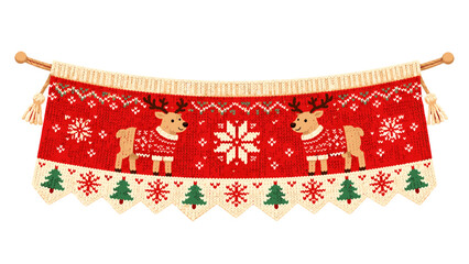 Knitted Christmas banner with reindeer and snowflake pattern © Andrei