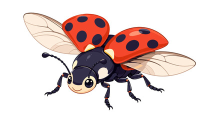 Cute red ladybug with open wings vector illustration © Artstock
