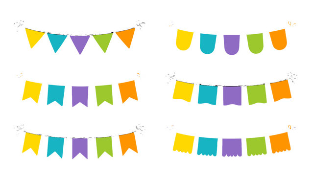 Colorful bunting garland set with hanging party flags