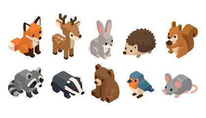 Fototapeta premium Cute forest animal cartoon characters.
