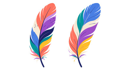 Colorful feather vector icons isolated on white background © Artstock