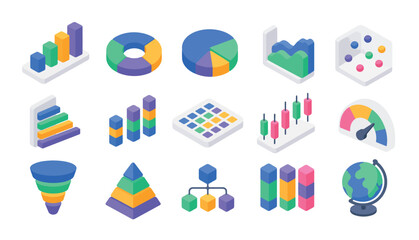 Fototapeta premium Colorful business graph icons set.