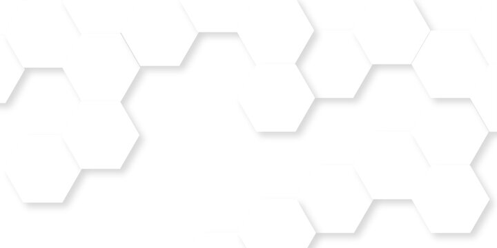 seamless pattern with hexagons grid bee. Abstract cube hexagon shape background. Futuristic honeycomb mosaic white background.