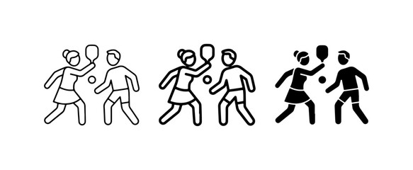 Fototapeta premium Pickleball Icons Set: Diverse Player Styles, Sport Activity Vector Graphics