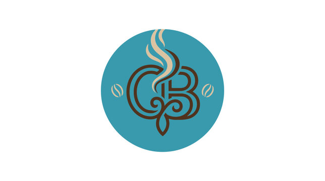 Creative Coffee Shop Monogram Logo with CB Initials and Steam