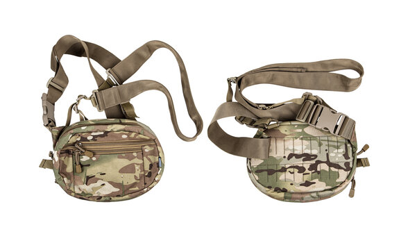Military waist bag isolated on white