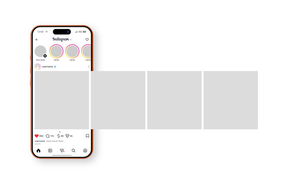 new 2026 instagram social media carousel post template on iphone 17 pro max screen mockup with editable interface