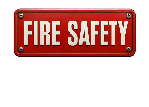 Fire safety red sign isolated on transparent background
