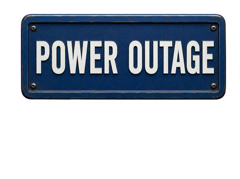 Power outage blue sign isolated on transparent background
