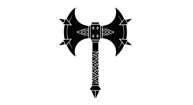 Vector illustration of doubleheaded battle axe silhouette icon on a transparent background