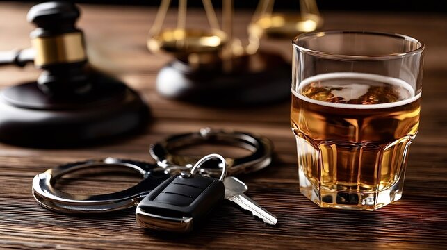 Drunk driving concept illustrating legal consequences