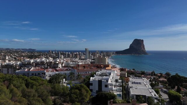 Aerial View of Calpe and Penon de Ifach on Costa Blanca Spain