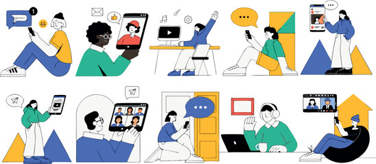 Fototapeta premium People using devices for work and communication