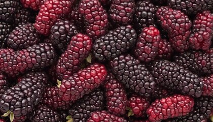 Fresh Ripe Mulberries in a Colorful Pile Close-up of ripe black and red mulberries piled together, highlighting juicy texture, natural color, freshness, and seasonal fruit harvest.