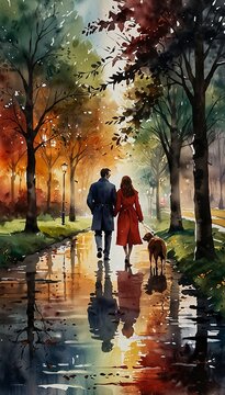 A romantically ambient watercolor painting