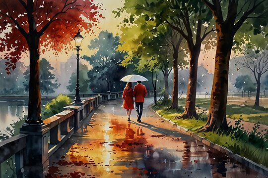 A romantically ambient watercolor painting