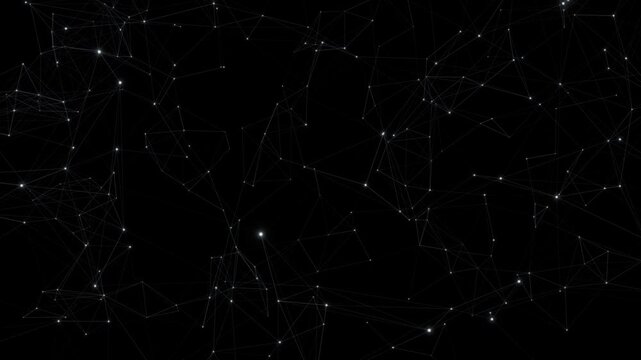 Plexus Constellation Star Map With Glowing White-Blue Nodes and Connecting Network Lines on Deep Black Space for 4K Sci-Fi Motion Background