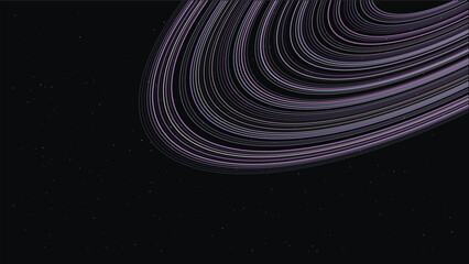 Abstract celestial ring system horizon with purple linear wave structures in starry space © LinearAndLoom