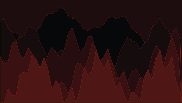 Abstract low poly volcanic mountain range structure with dark red geometric peaks