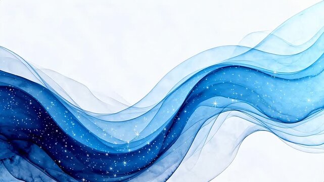 Blue abstract wave with star sparkles