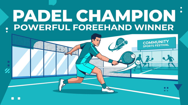 Padel Champion Powerful Forehand Winner Sports Illustration