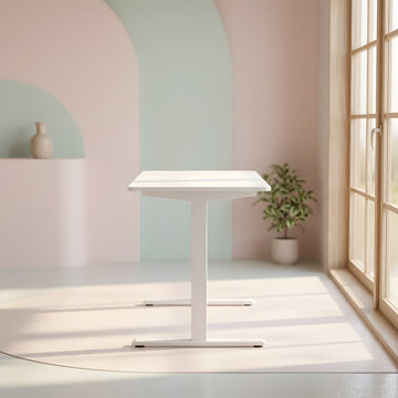 Modern Minimalist White Side Table With Plant Decor.
