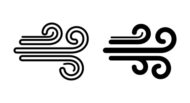 Wind Icons, Air Flow Symbols, Gust of Wind Graphics, Weather Elements, Vector Art for Meteorology and Nature Designs