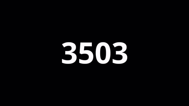 Animated Numeric Counter 0 to 7000 on Transparent Background, Digital Number Motion Graphic, Dynamic Digit Overlay, 4K Alpha Channel