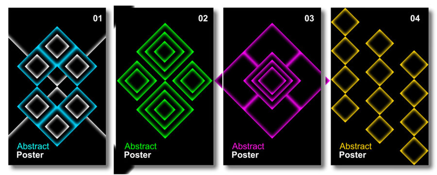 Abstract Rectangular Gradient Poster Set, Colorful Geometric Background Collection, Modern Soft Blend Rectangle Designs, Contemporary Wall Art Templates for Print and Digital Use