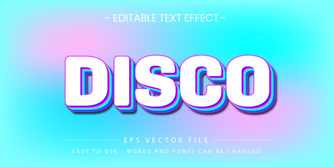 Fototapeta premium Disco text effect editable retro neon vaporwave vector