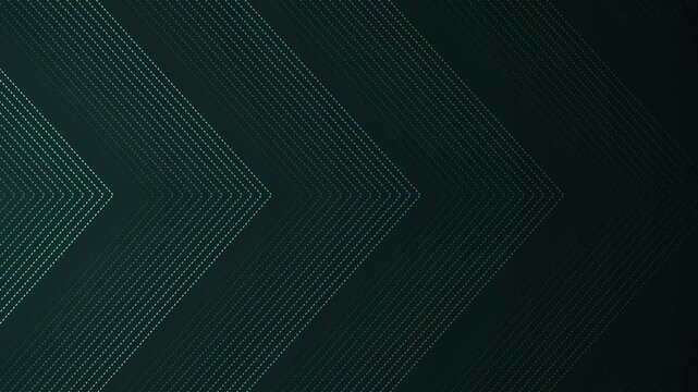 Dark abstract background with dotted chevron arrows pointing right, geometric pattern and gradient background animation