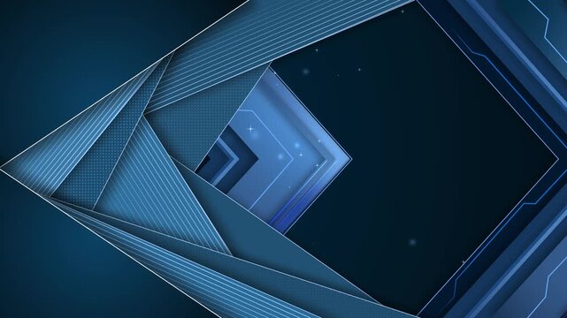 Abstract geometric composition with layered metallic chevrons background animation