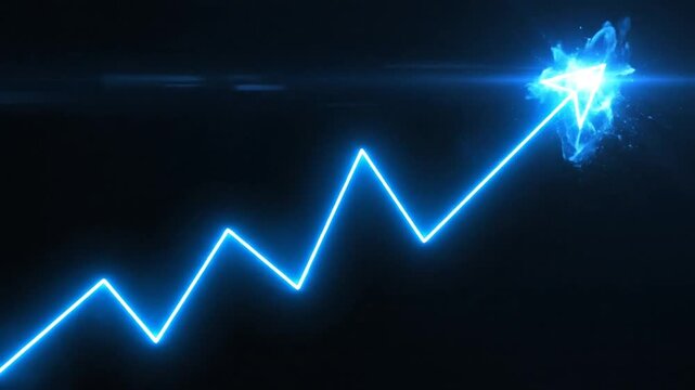 Blue neon angled line on black background