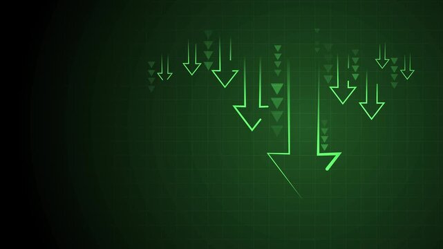 Dark background with grid and multiple outlined downward arrows animation