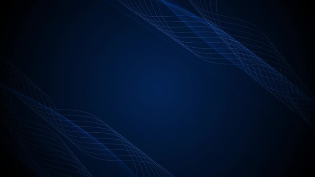 Dark abstract background with flowing wave lines framing edges animation