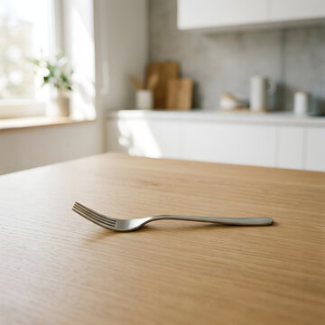 Modern silver metal office desk ruler on wooden surface.